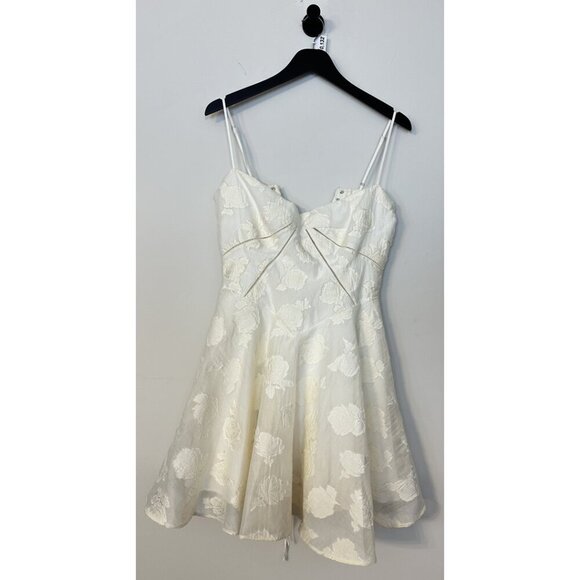 HOUSE OF CB Serenita Jacquard Fit & Flare Cocktail Minidress in Cream Large Tall - Picture 5 of 16